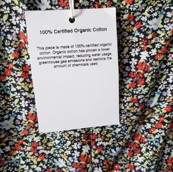 Ganni Puff Sleeve Floral Print Dress Sz 42 Cotton NWT - Picture 6 of 8